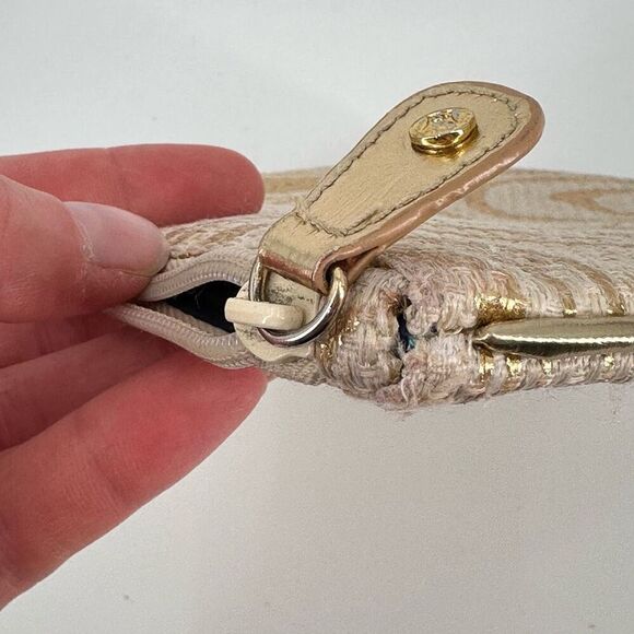 Stephanie Johnson Palm Desert Metallic Gold Cosmetic Makeup Bag zebra stripes - Picture 6 of 10